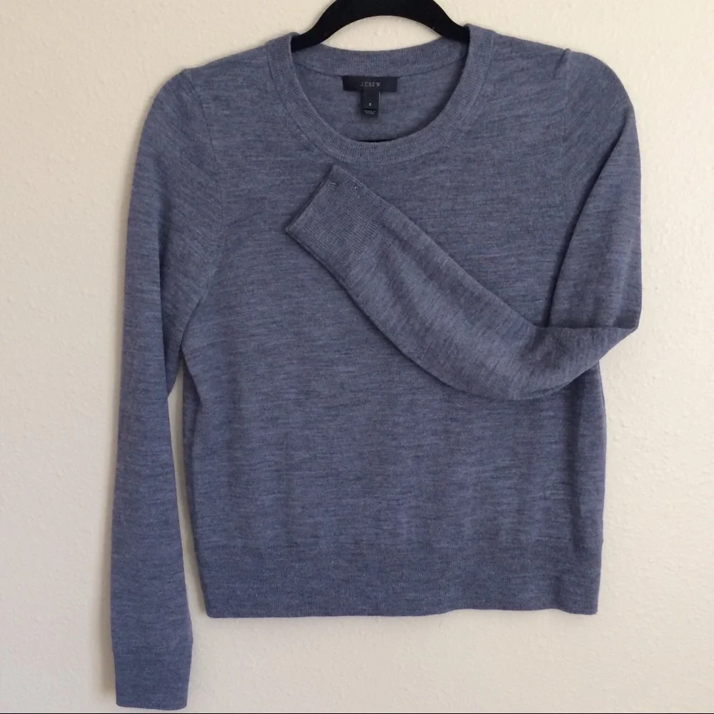 J. Crew Gray Crew Neck Wool Sweater